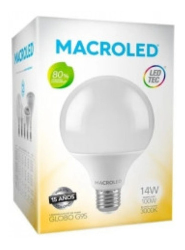 Lampara Globo Led 14w G95 Blanco Cálido 3000k Macroled