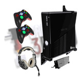 Soporte Base Xbox 360 Slim 2controles Audífono Y Eliminador