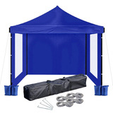 Gazebo Para Playa 3x3 Autoarmable Plegable Con Paredes Reforzado Color Azul