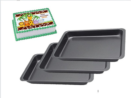 Set 3 Charolas Moldes Para Hornear Pasteles Galletas 30x20cm