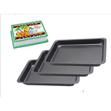 Set 3 Charolas Moldes Para Hornear Pasteles Galletas 37x25cm