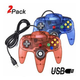 2 Paquetes De Controladores Retro Usb Para Juegos N64, Miado