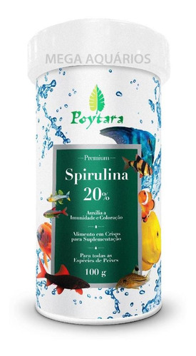 Ração Peixe Poytara Spirulina 20% 100g Melhora Saúde Cor