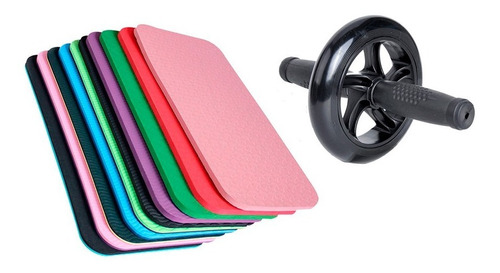 Kit Rueda De Abdominales + Mini Colchoneta Mat De Yoga 6 Mm