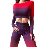 Conjunto Seamless Deportivo Degradé Top + Calza Push Up 