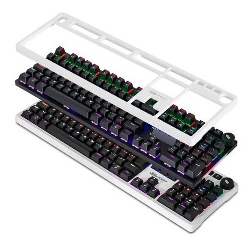 Teclado Gamer Mecânico Led Rainbow 2 Case Multimídia Abnt2