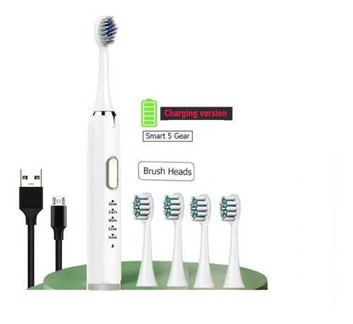 Cepillo De Dientes Eléctrico Recargable Usb Con 4 Repuestos