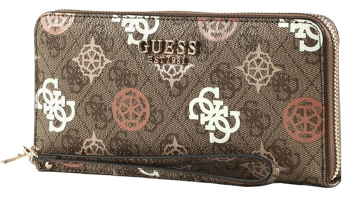 Billetera Guess Laurel Color Marrón Claro De Pvc - 10cm X 21cm X 2cm