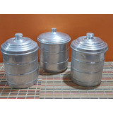 3 Tarros Antiguos De Cocina De Aluminio Art 2270