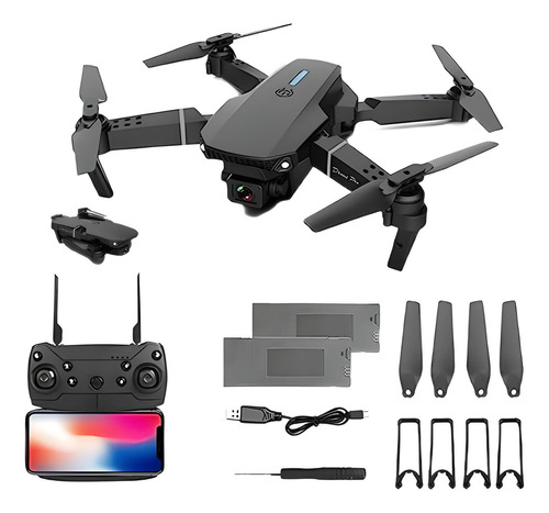 E88 Pro Drone Con Cámara 4k, Wifi Fpv P Hd Dual Plegable R. Color Negro