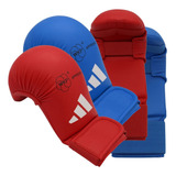 Luva Karate adidas Sem Dedão Wkf (kit - Azul E Vermelha)