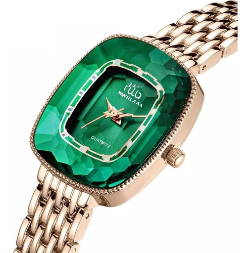 Reloj Para Mujer De Lujo Acero Verde Esmeralda