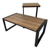 Combo De Living Mesa Ratona Y De Arrime Linea Black & Wood