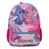 Mochila Infantil Lilo & Stitch Rosa Costas Menina Resistente