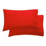 Elegant Comfort 2 Fundas De Almohada Estándar, Color Rojo Liso