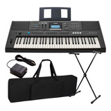 Kit Teclado Yamaha Psr E473 61 Teclas + Capa Suporte Pedal