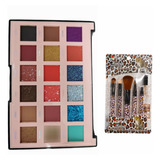 Paleta De Sombras Tonos Mate Satinados Y Glitter + Brochas