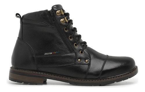 Bota De Couro Masculina Casual Zíper Lateral Conforto Leve