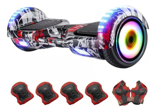 Scooter Hoverboard Con Musica Luces Bluetooth 8 Pulgadas Color Negro-blanco