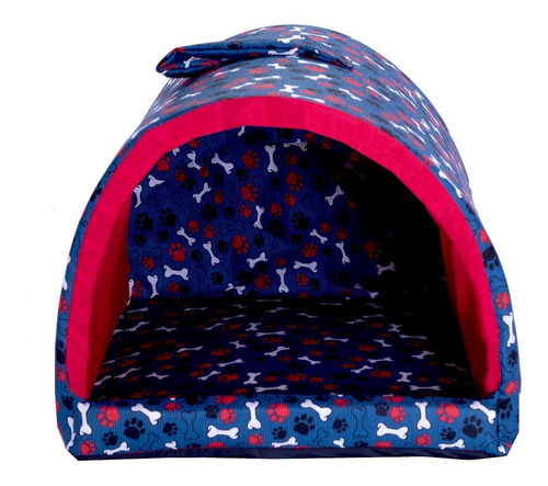 Cama Patinha Pet Tenda Casa Toca Cachorros Gato Azul 26010