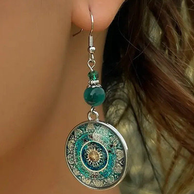 Pendientes Colgantes Étnicos Redondos Con Forma De Flor ,