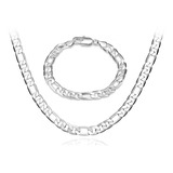 Set Cadena + Pulsera En Plata 925 Tipo Cartier 8mm De Ancho