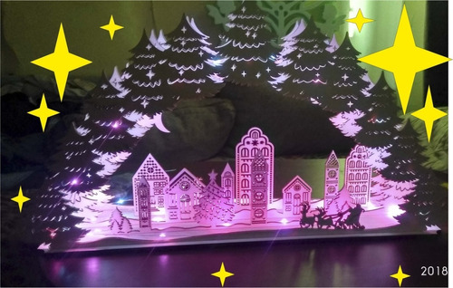 Vectores Navideños Navidad Corte Laser Casas Escenario-7