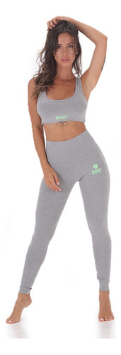 Conjunto Deportivo Top + Calza Yoga Morley Gris Athletix