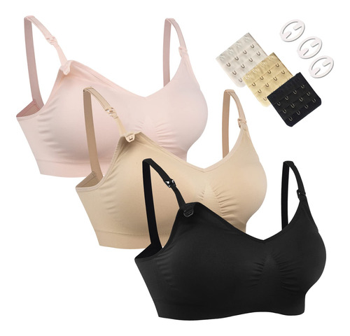 Hofish - Bralette De 3 Unidades, Sin Costuras, Para Lactanci