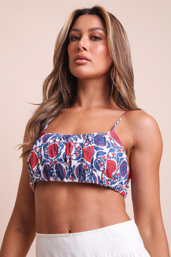 Top Cropped De Alça Estampado Lança Perfume