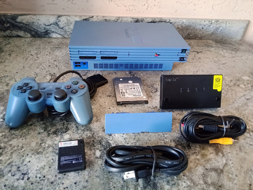 Playstation 2 Fat Toys Blue Ps2 Azul Japones Ultra Raro C/ Hd Lotado (cfg Especial) Com Controle Azul Original Sony Play 2 Azul Leitor 100% Ps2 Fat