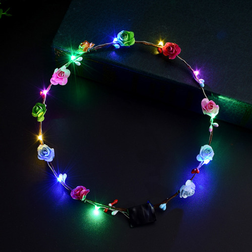 (c) Diadema De Flores Con Luz Led Para Niñas, Corona Brillan