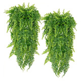 Plantas Artificiales, Helechos Frondosos Y Colgantes, 2 Pcs