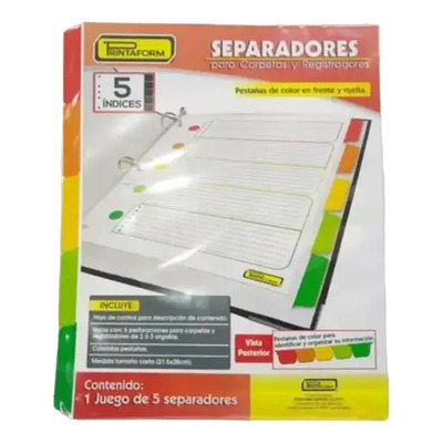 Separadores Para Carpeta Con 5 Pestañas Printaform