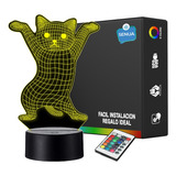 Lámpara Led Gato Bailarín 3d Holograma Decoración Regalo