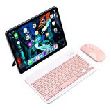 Teclado Mouse Slim Bluetooth Inalámbrico Rosa Pc Mac Tablet