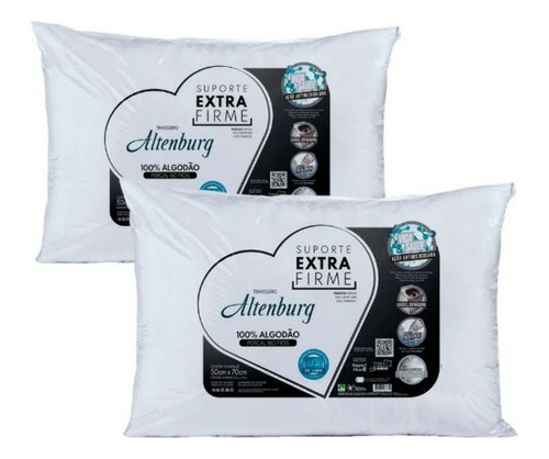 Kit 2 Travesseiros Alto Extra Firme Vida E Saúde Altenburg