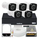 Kit Dvr Intelbras 8 Canais 1tb E 5 Câmeras Full Hd Fonte 10a
