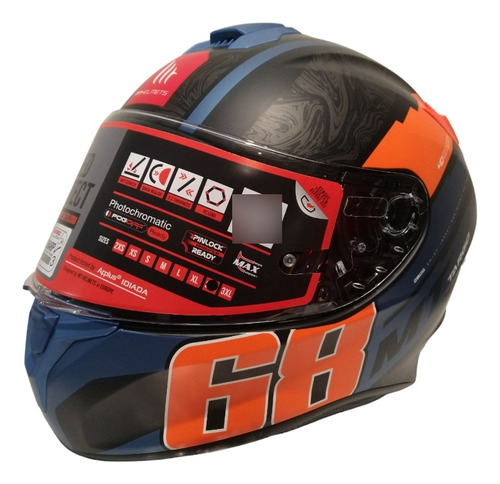 Casco Para Moto Certificado Mt Targo Pro Fluor #69 Xxl