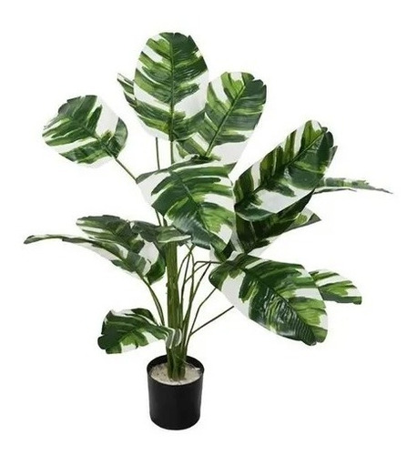 Planta Artificial Decorativa De Banano Variegado 80cm