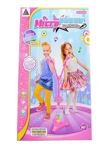 Micrófono Doble Star Party Mp3 Led Pedestal Para Niñas Niños