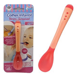 Colher Infantil Termossensível Silicone Para Bebe Vermelho 