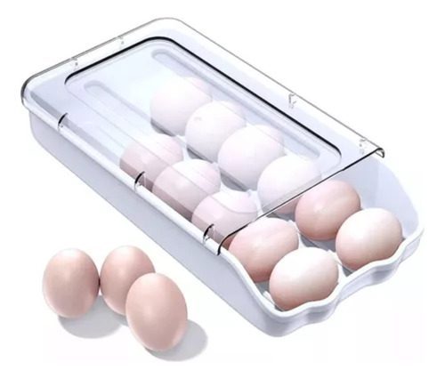 Organizador De Huevos De Plástico Deslizante Nevera Con Tapa
