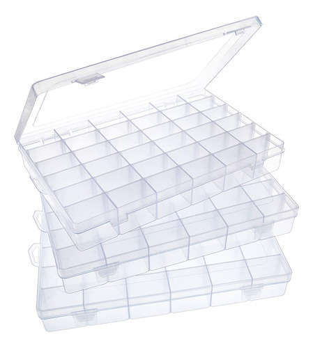 Paquete De 3 Cajas Organizadoras De Plástico Con 36 Rejillas