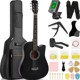 Guitarra Acústica Clásica De 38 In Con Funda Y Accesorios Color Negro Material Del Diapasón Arce Orientación De La Mano Ambidiestro