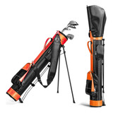 Bolsa De Palos De Golf Con Cinta Ajustable, Divisor, 3 Bolsillos, Fácil De Trasportar Y Duradera, Bolsa Profesional Para Palos De Golf, Naranja/negro