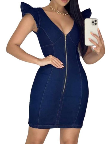 Vestido Tendencia Jeans Barato Moda  Roupa Feminina 