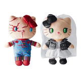 Peluche Chucky Y Tiffany. 23 Cms. Hello Kitty. Set. Felpa.