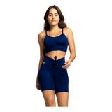 Conjunto Cadarço Zero Transparência Short Cos Alto + Cropped