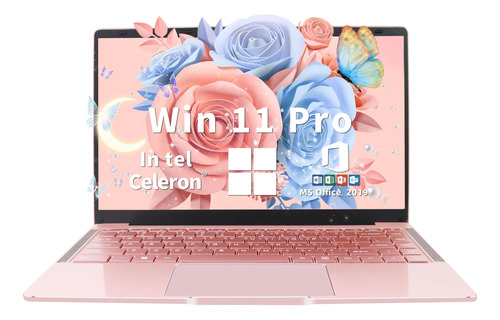 Laptop 14 Rose Gold - Win 11 Office 2019, Pantalla Fhd Ips, 